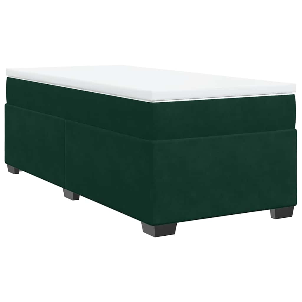 Box spring krevet s madracem tamnozeleni 90x200 cm baršunasti