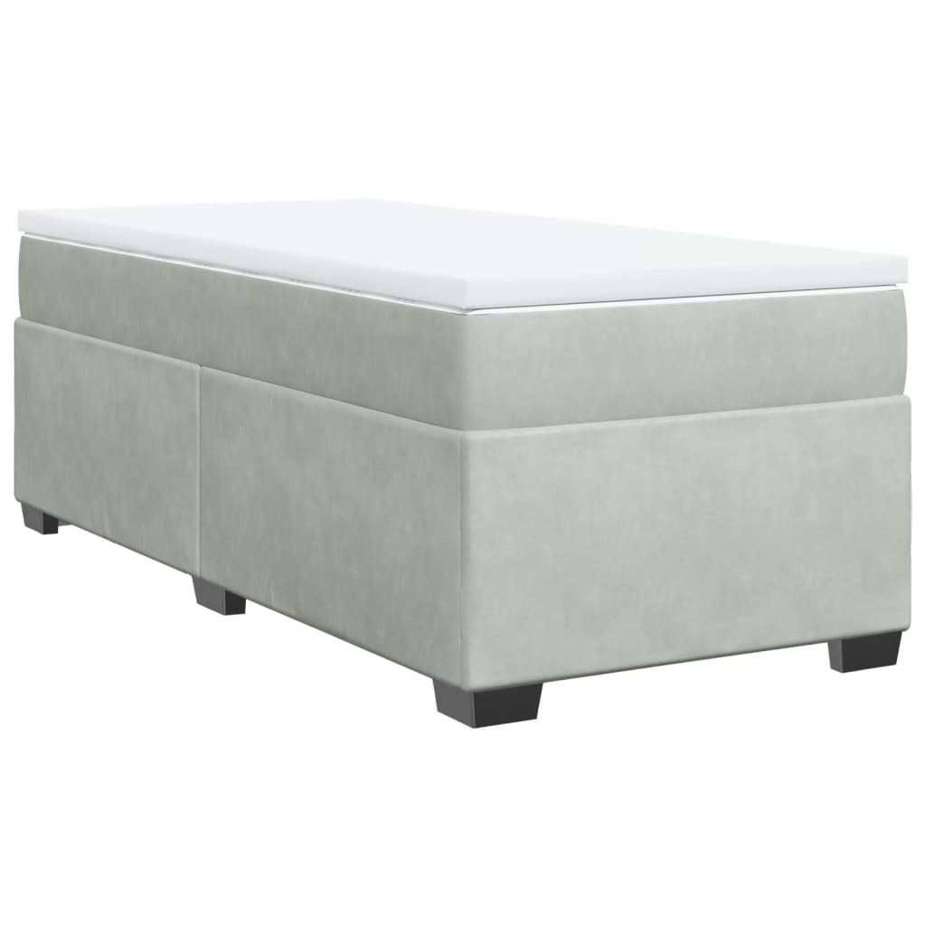 Box spring krevet s madracem svjetlosivi 100x200 cm baršunasti