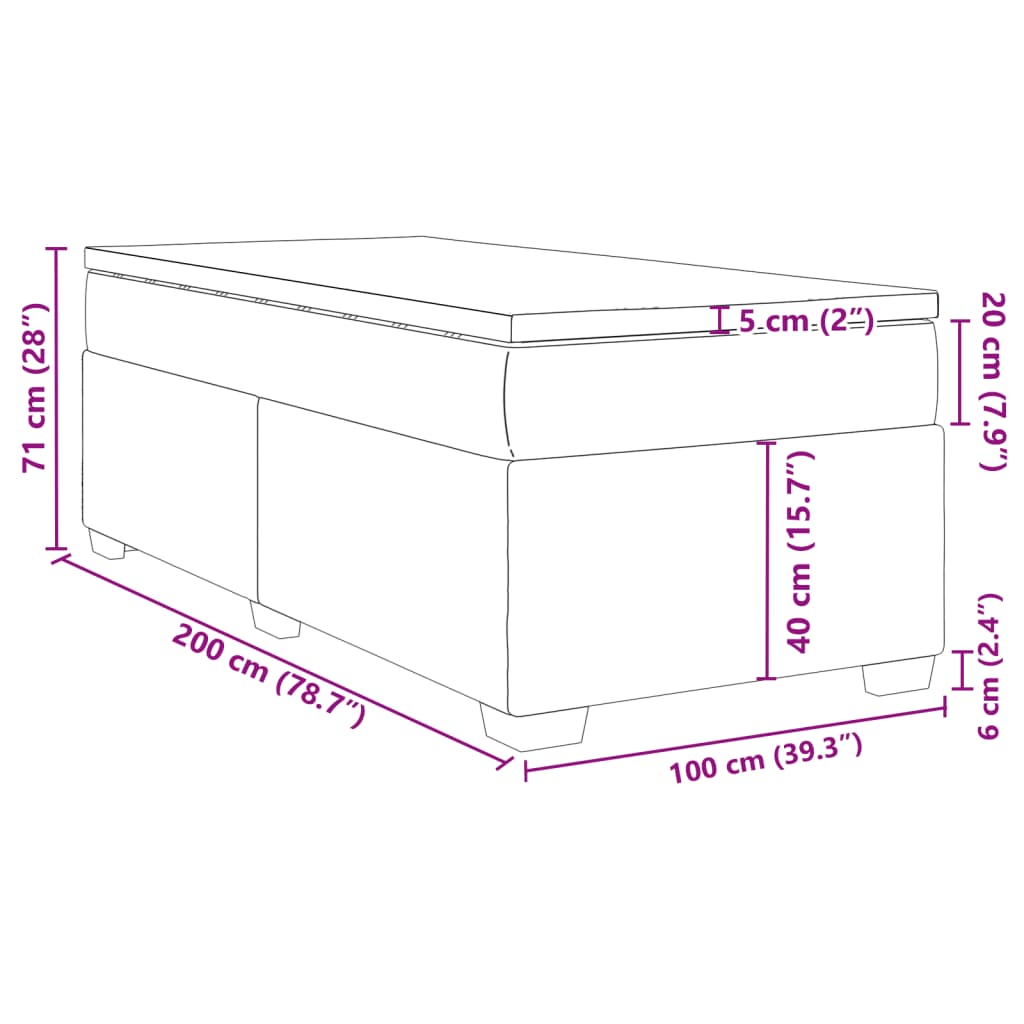 Box spring krevet s madracem svjetlosivi 100x200 cm baršunasti