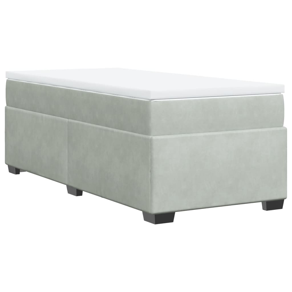 Box spring krevet s madracem svjetlosivi 100x200 cm baršunasti