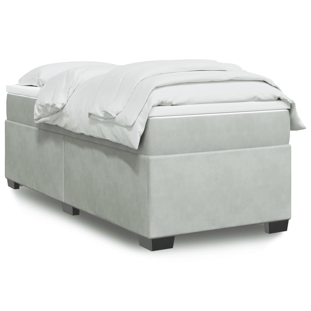 Box spring krevet s madracem svjetlosivi 100x200 cm baršunasti