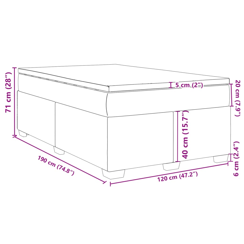 Krevet box spring s madracem crni 120 x 190 cm baršunasti