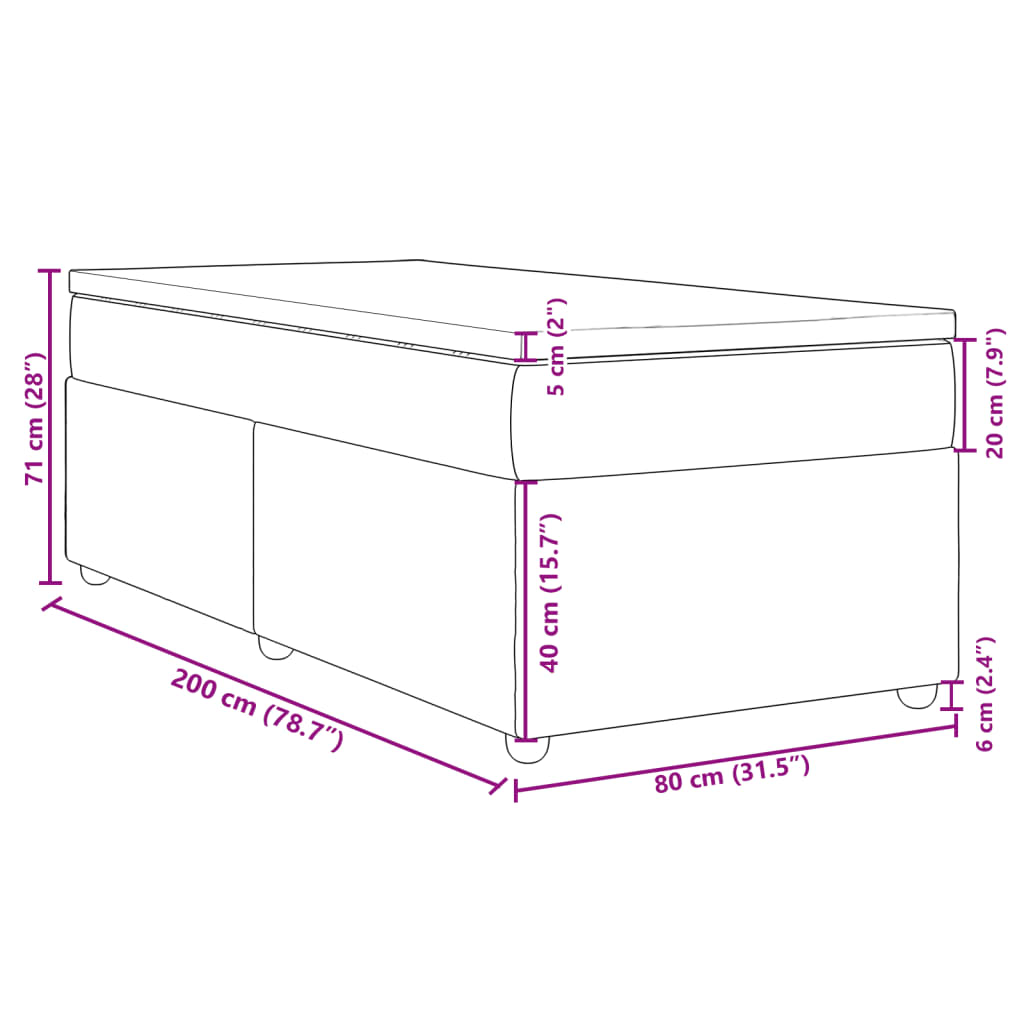 Krevet s oprugama i madracem plavi 80x200 cm od tkanine