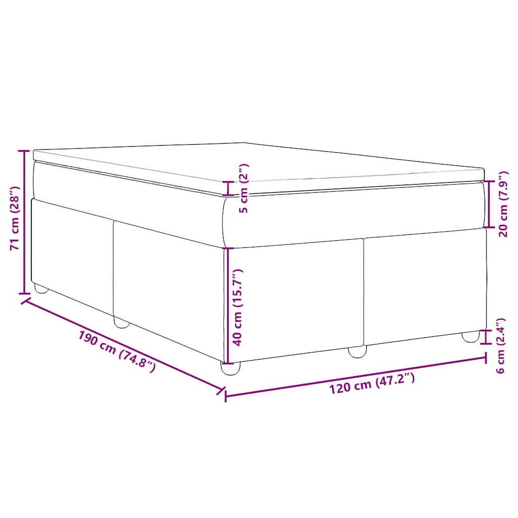 Krevet box spring s madracem tamnosivi 120 x 190 cm tkanina