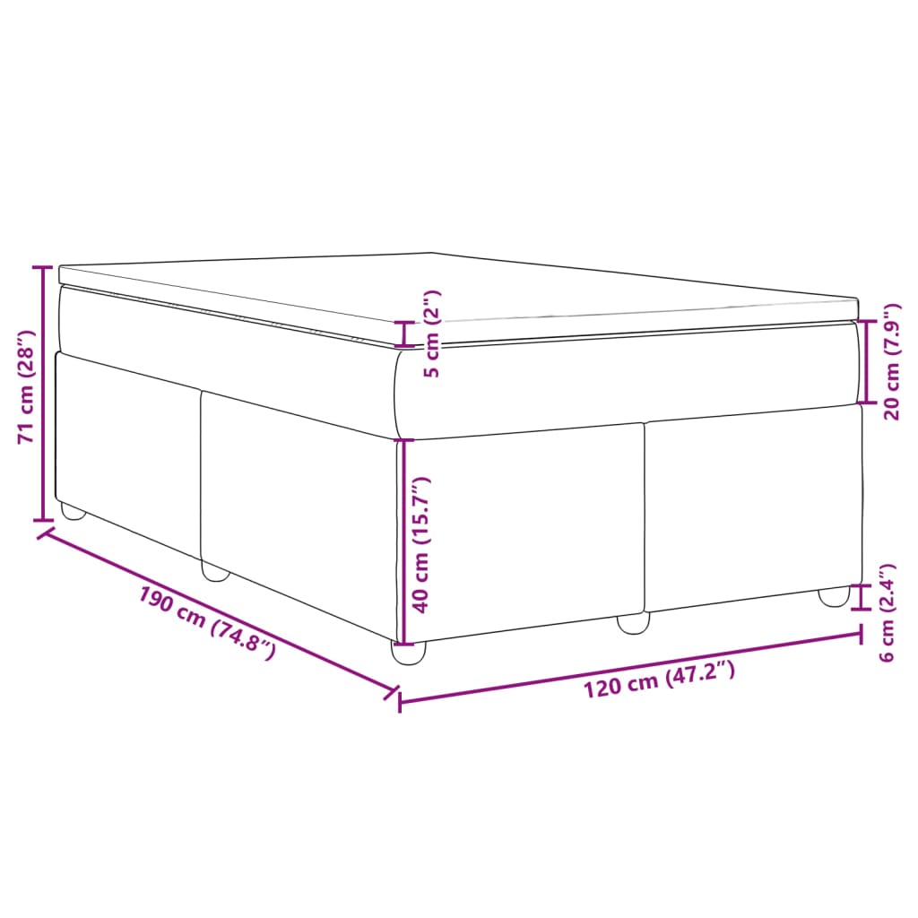 Krevet box spring s madracem tamnosmeđi 120 x 190 cm od tkanine