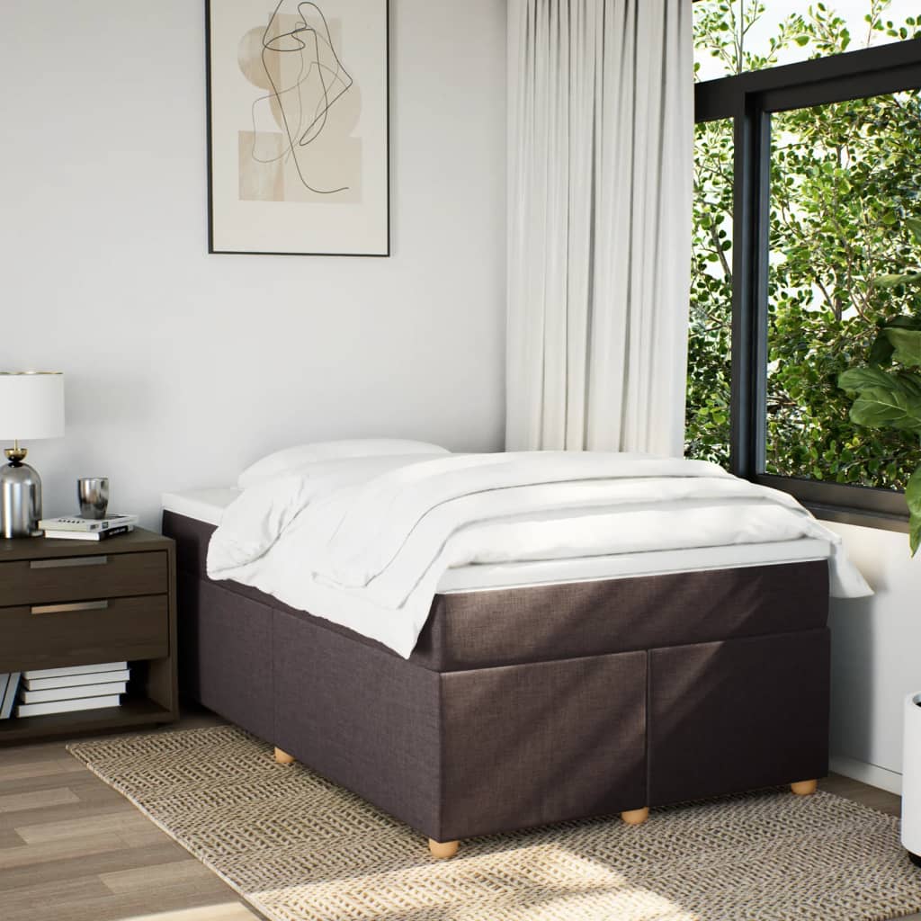 Krevet box spring s madracem tamnosmeđi 120 x 190 cm od tkanine