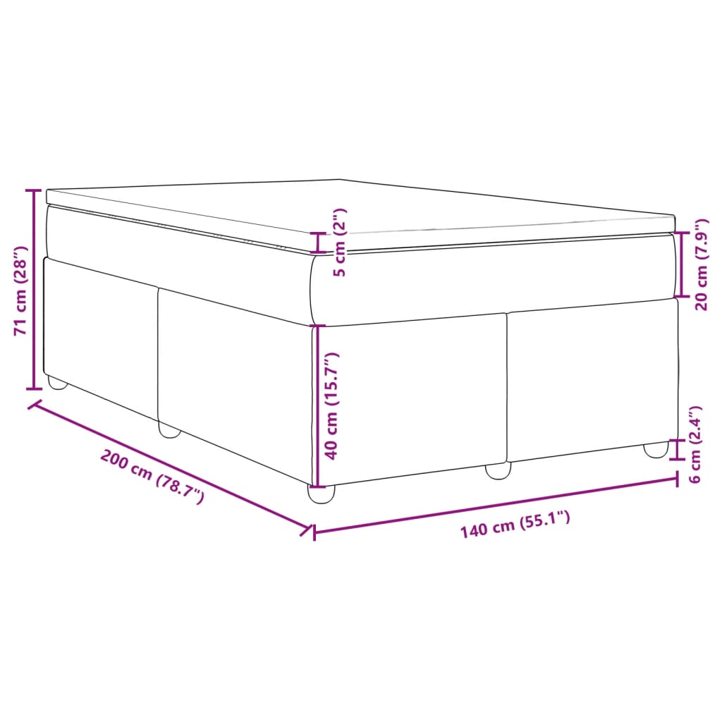 Krevet box spring s madracem svjetlosivi 140x200 cm od tkanine