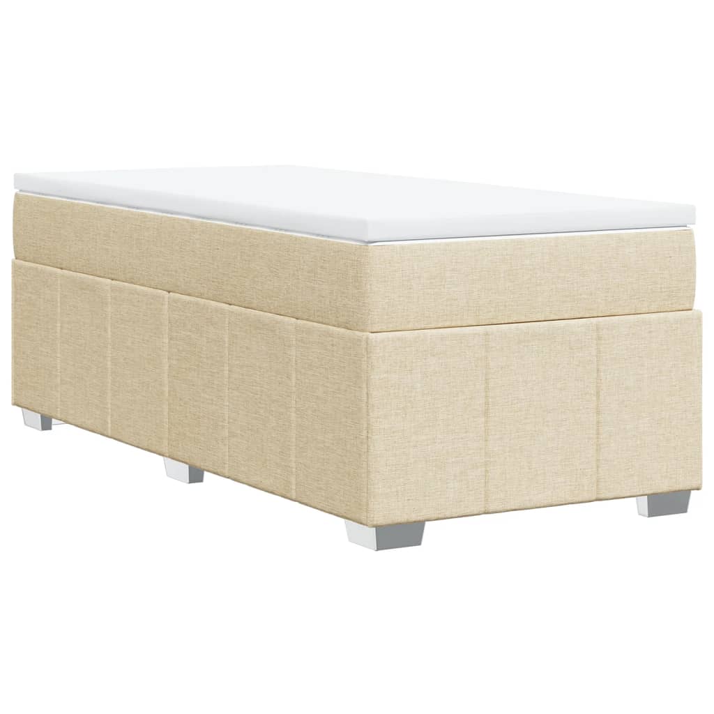 Krevet s oprugama i madracem krem 90 x 200 cm od tkanine