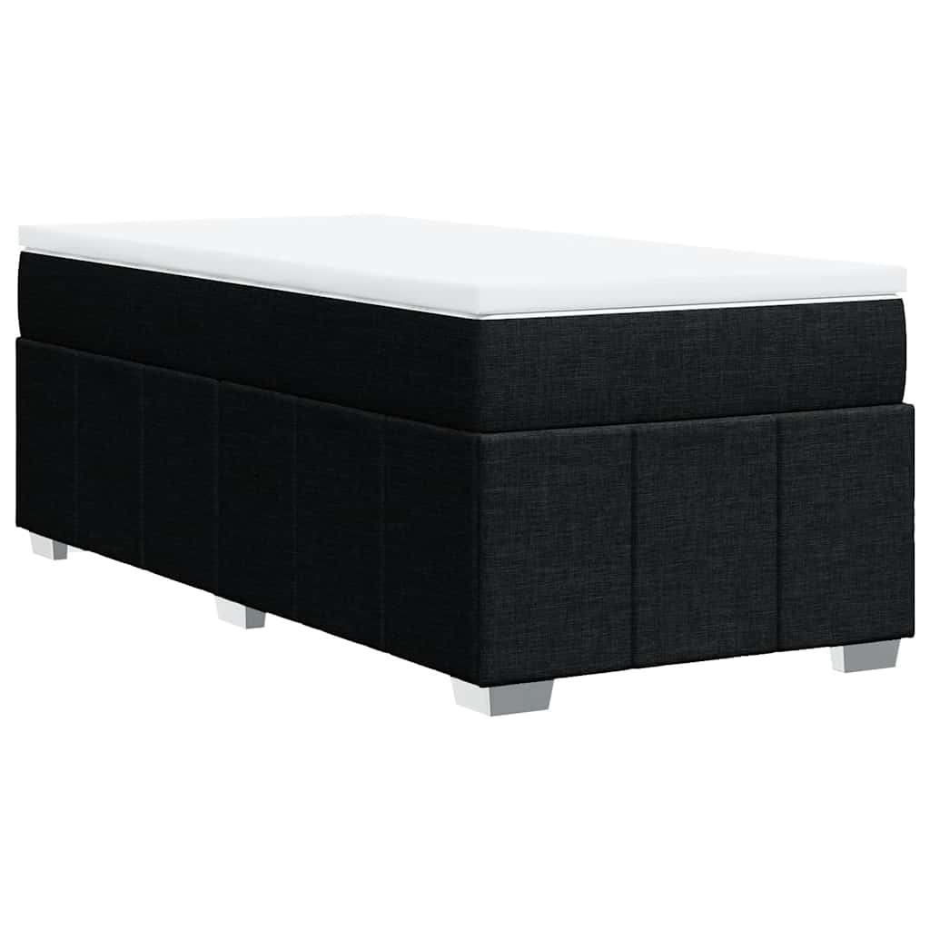 Krevet s oprugama i madracem crni 100 x 200 cm od tkanine