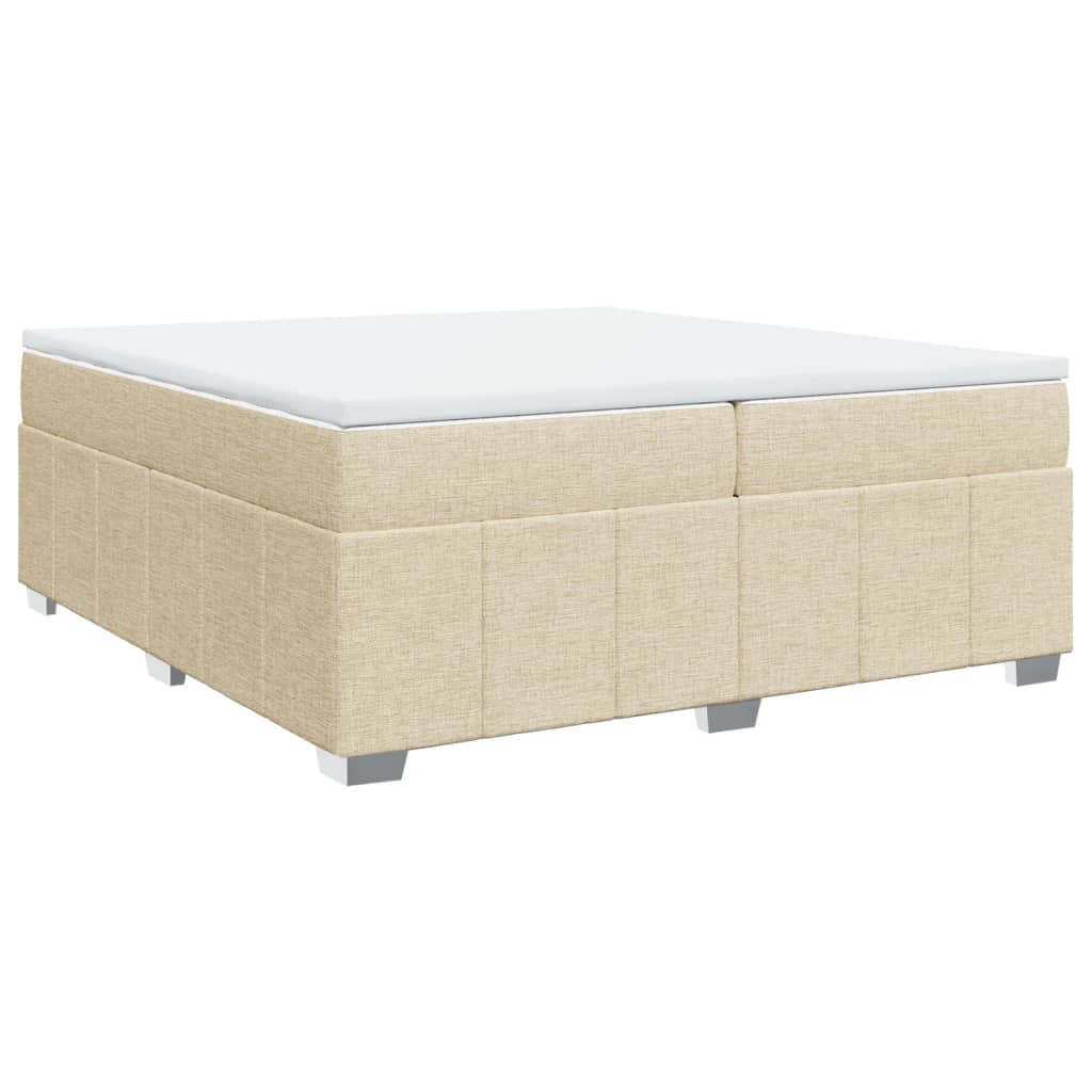 Krevet s oprugama i madracem krem 200 x 200 cm od tkanine