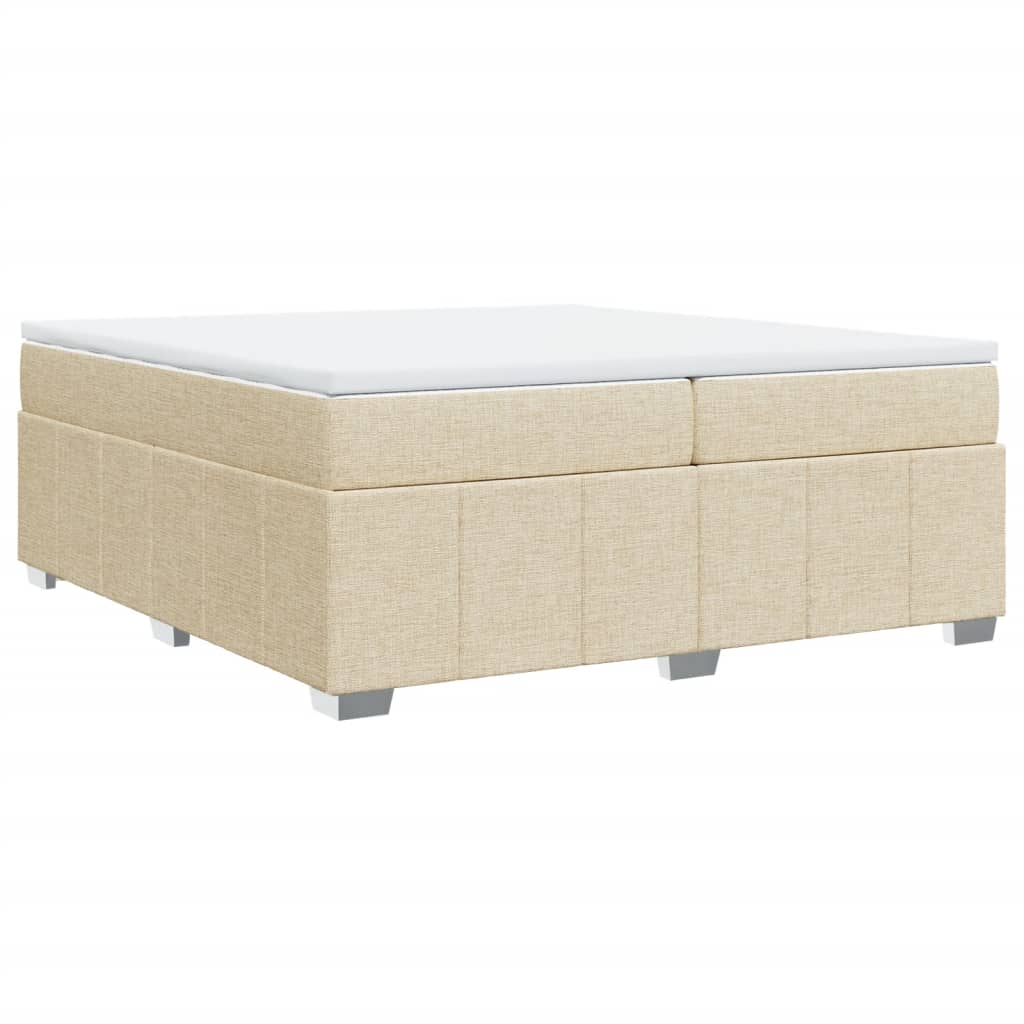 Krevet s oprugama i madracem krem 200 x 200 cm od tkanine