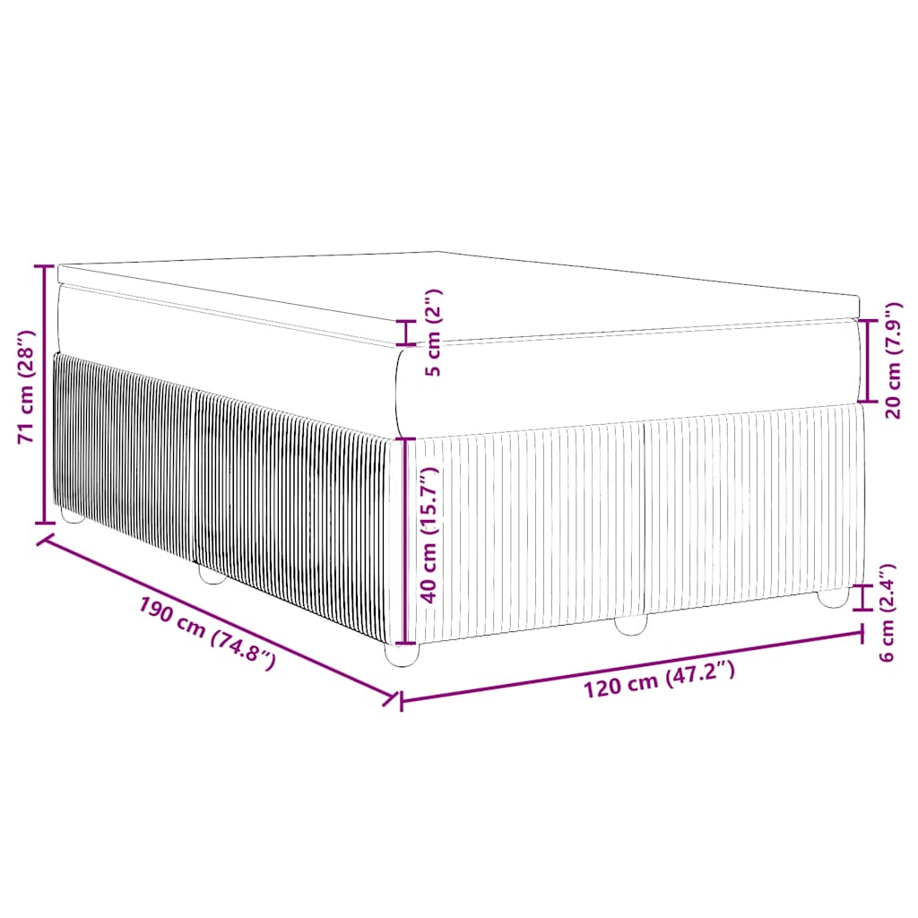 Krevet box spring s madracem tamnosmeđi 120 x 190 cm od tkanine