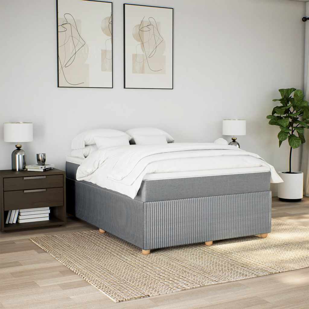 Krevet box spring s madracem svjetlosivi 140x200 cm od tkanine