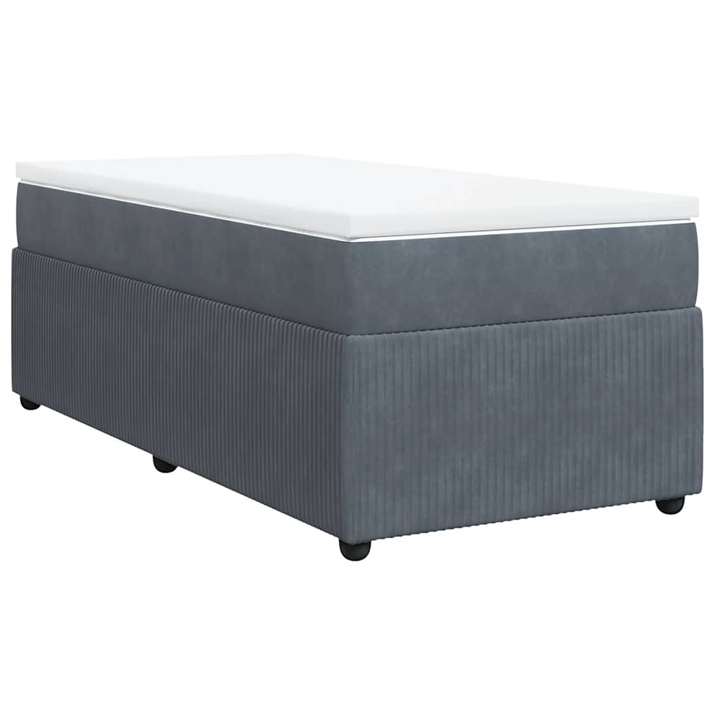 Box spring krevet s madracem tamnosivi 90x190 cm baršunasti