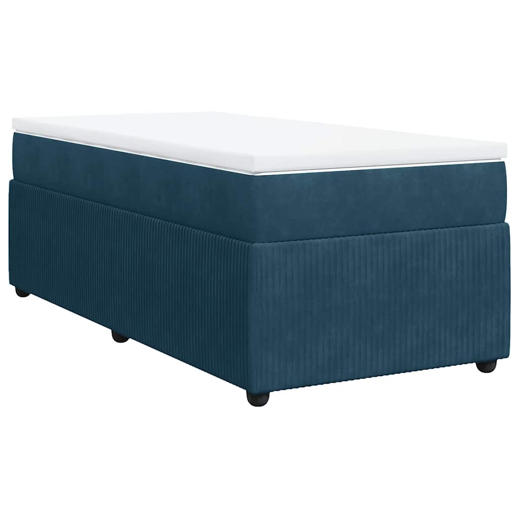 Box spring krevet s madracem tamnoplavi 90x190 cm baršunasti