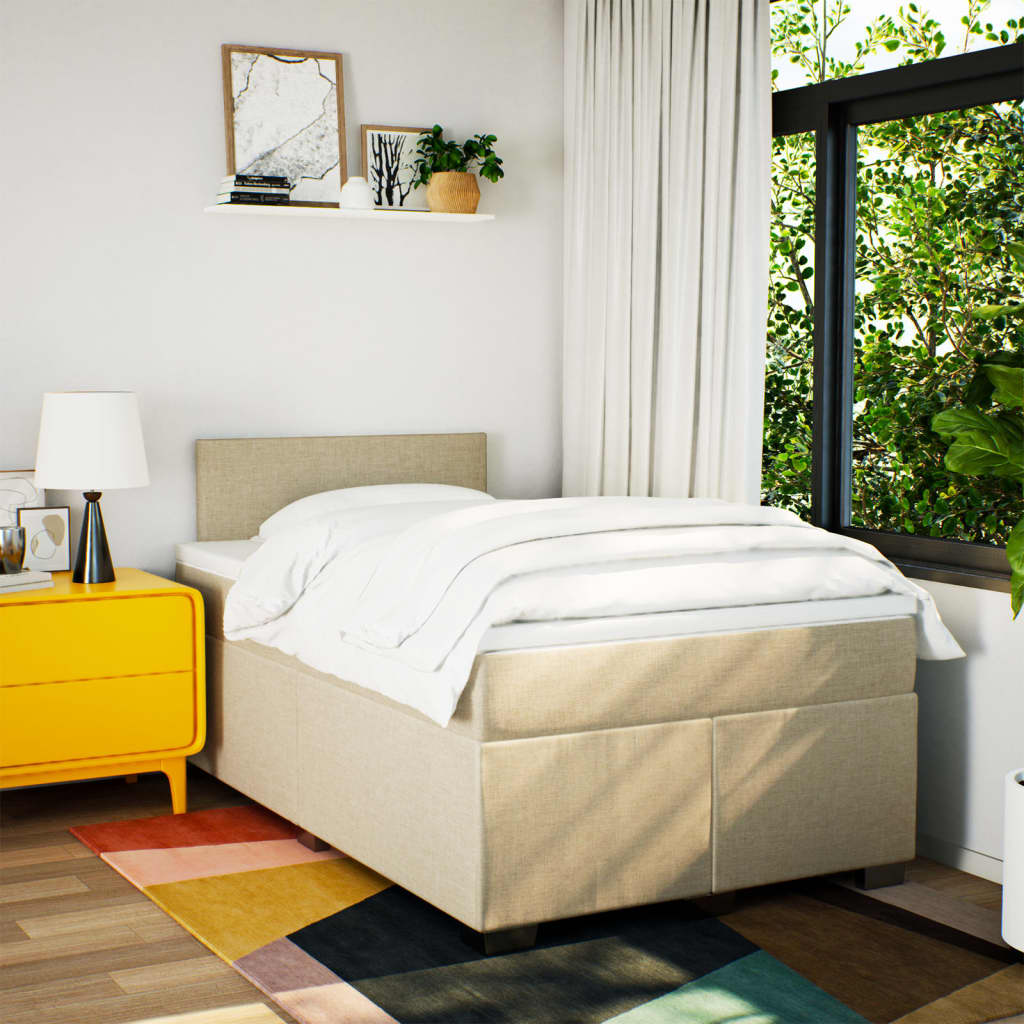 Krevet box spring s madracem krem 120 x 190 cm od tkanine