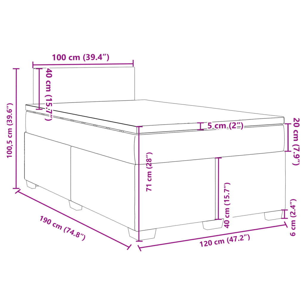 Krevet box spring s madracem krem 120 x 190 cm od tkanine
