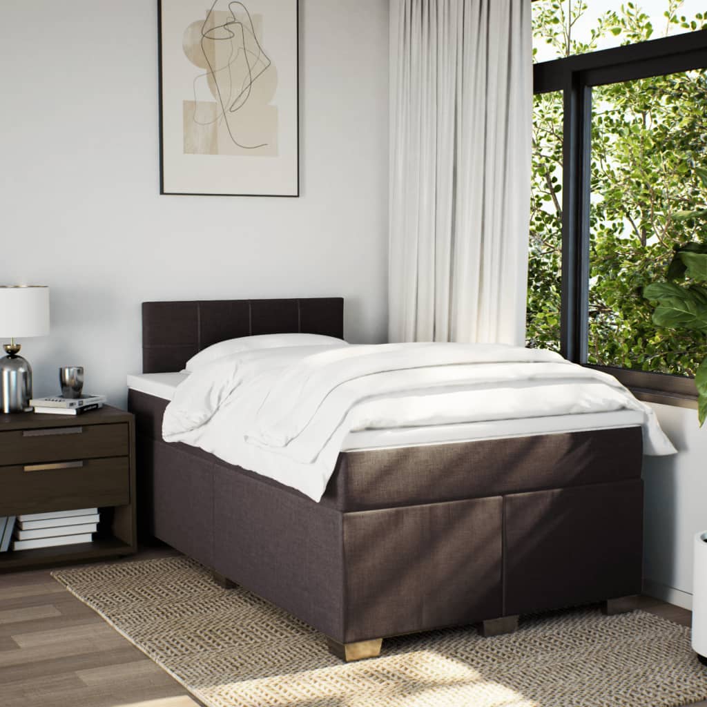 Krevet box spring s madracem tamnosmeđi 120 x 190 cm od tkanine