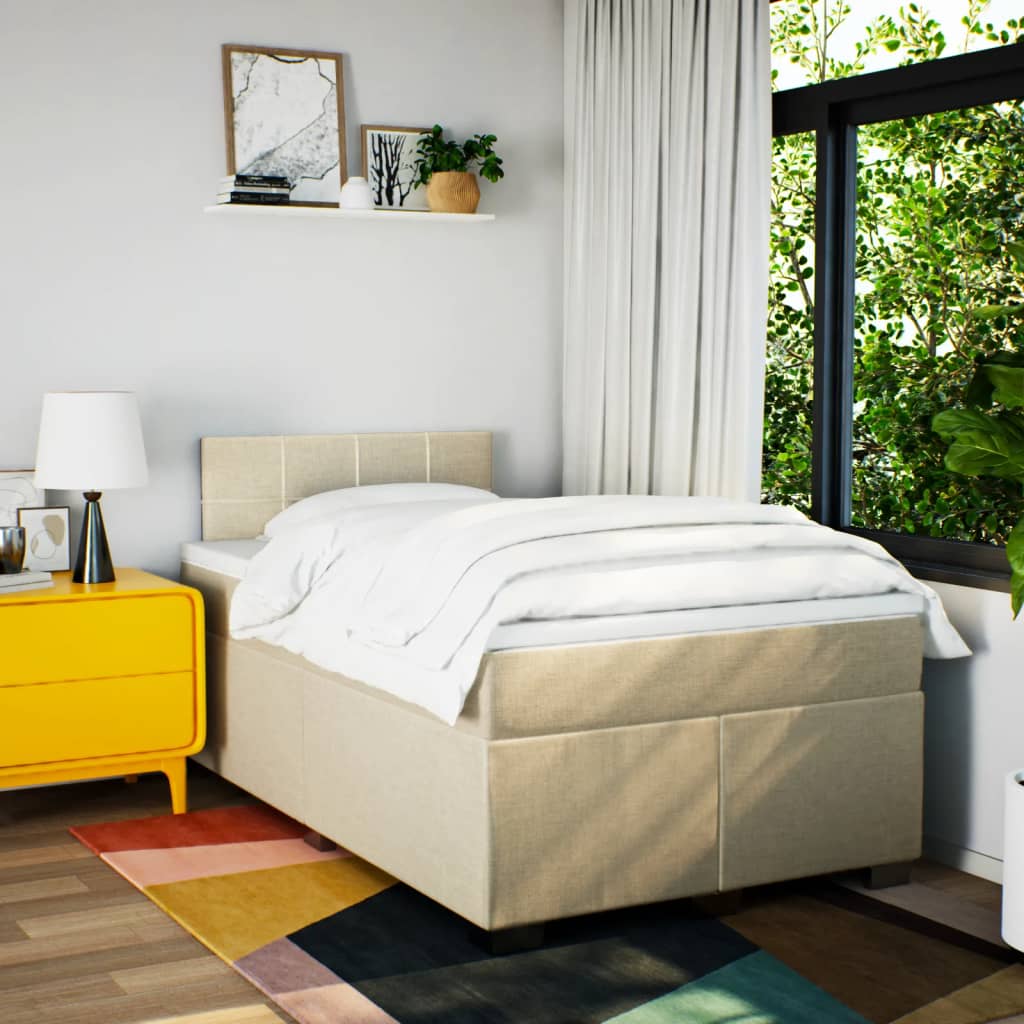 Krevet box spring s madracem krem 120 x 190 cm od tkanine
