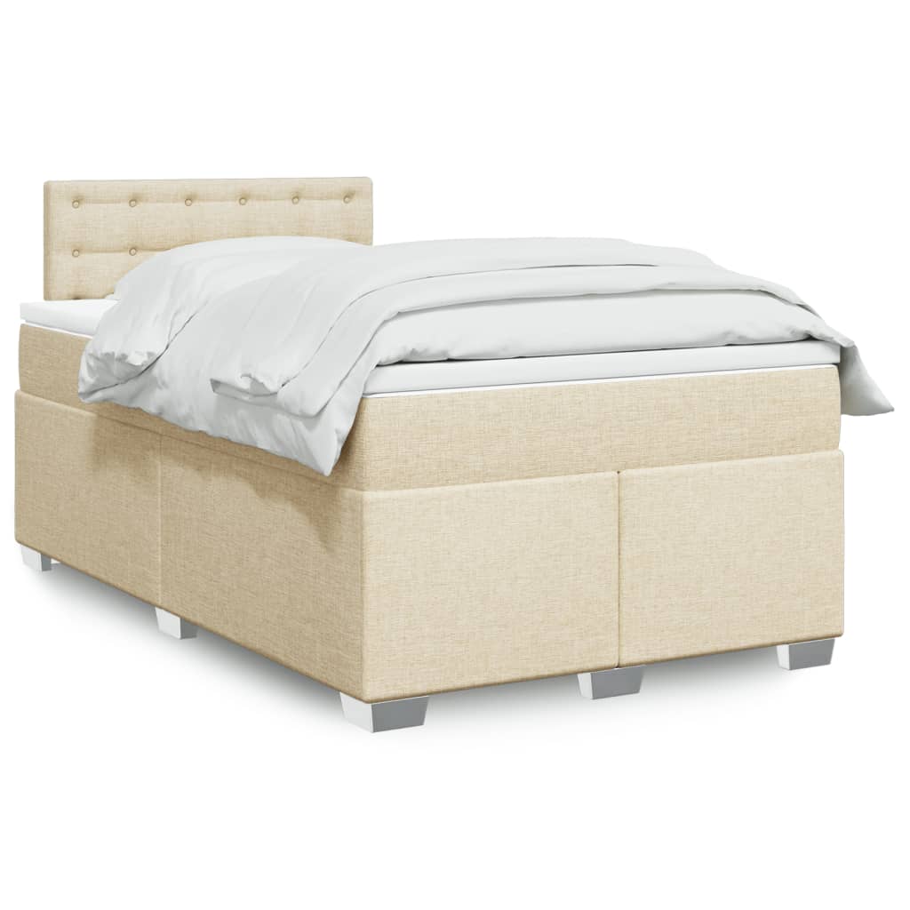 Krevet box spring s madracem krem 120 x 190 cm od tkanine