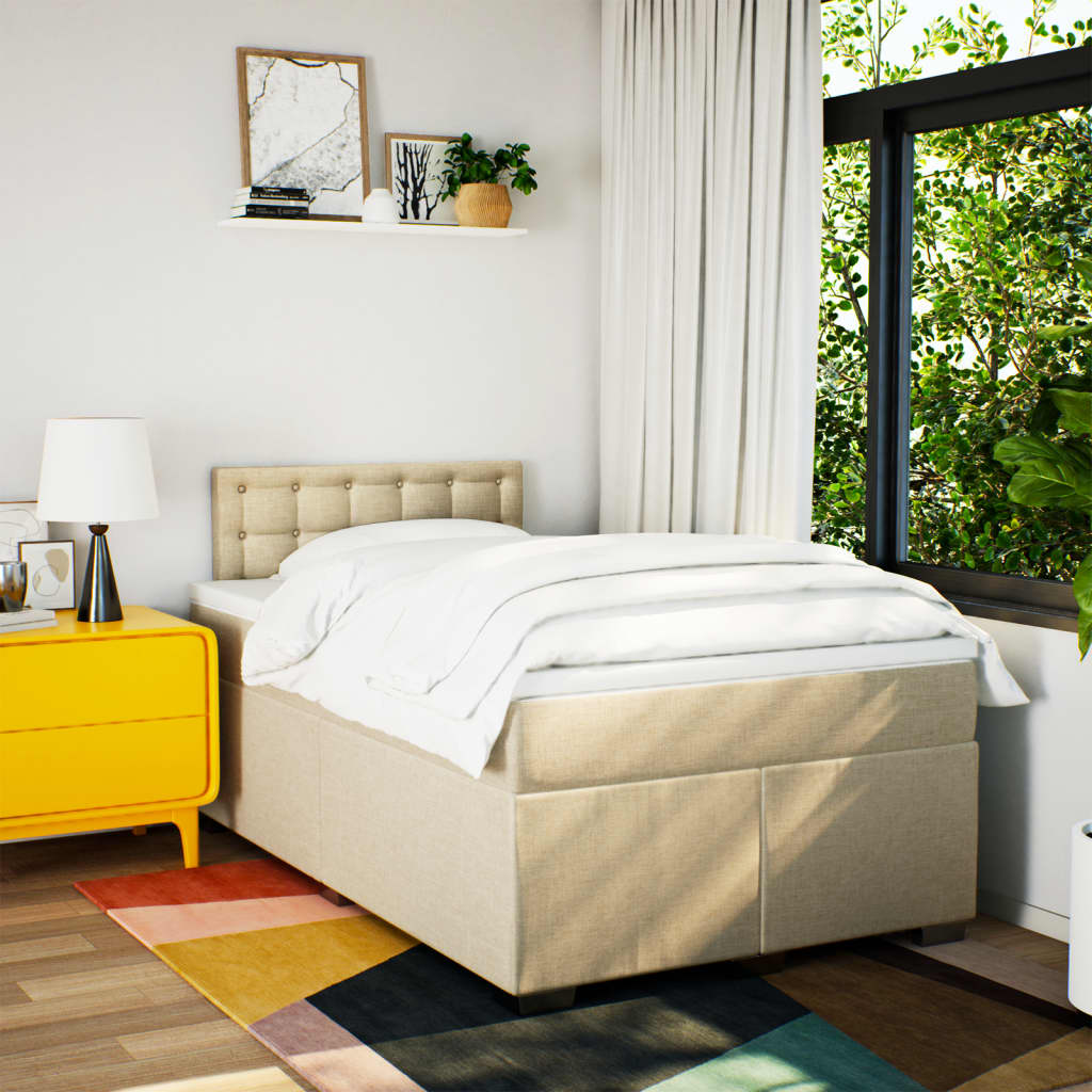 Krevet box spring s madracem krem 120 x 190 cm od tkanine