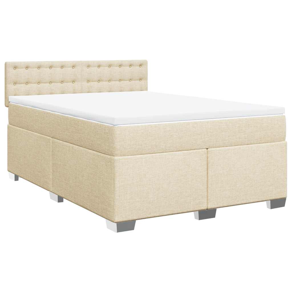 Krevet s oprugama i madracem krem 140 x 190 cm od tkanine