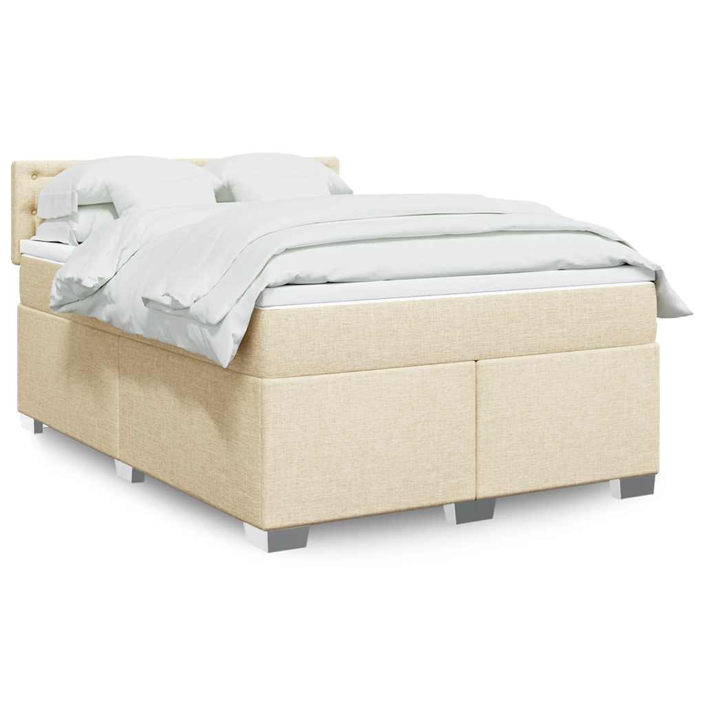 Krevet s oprugama i madracem krem 140 x 190 cm od tkanine