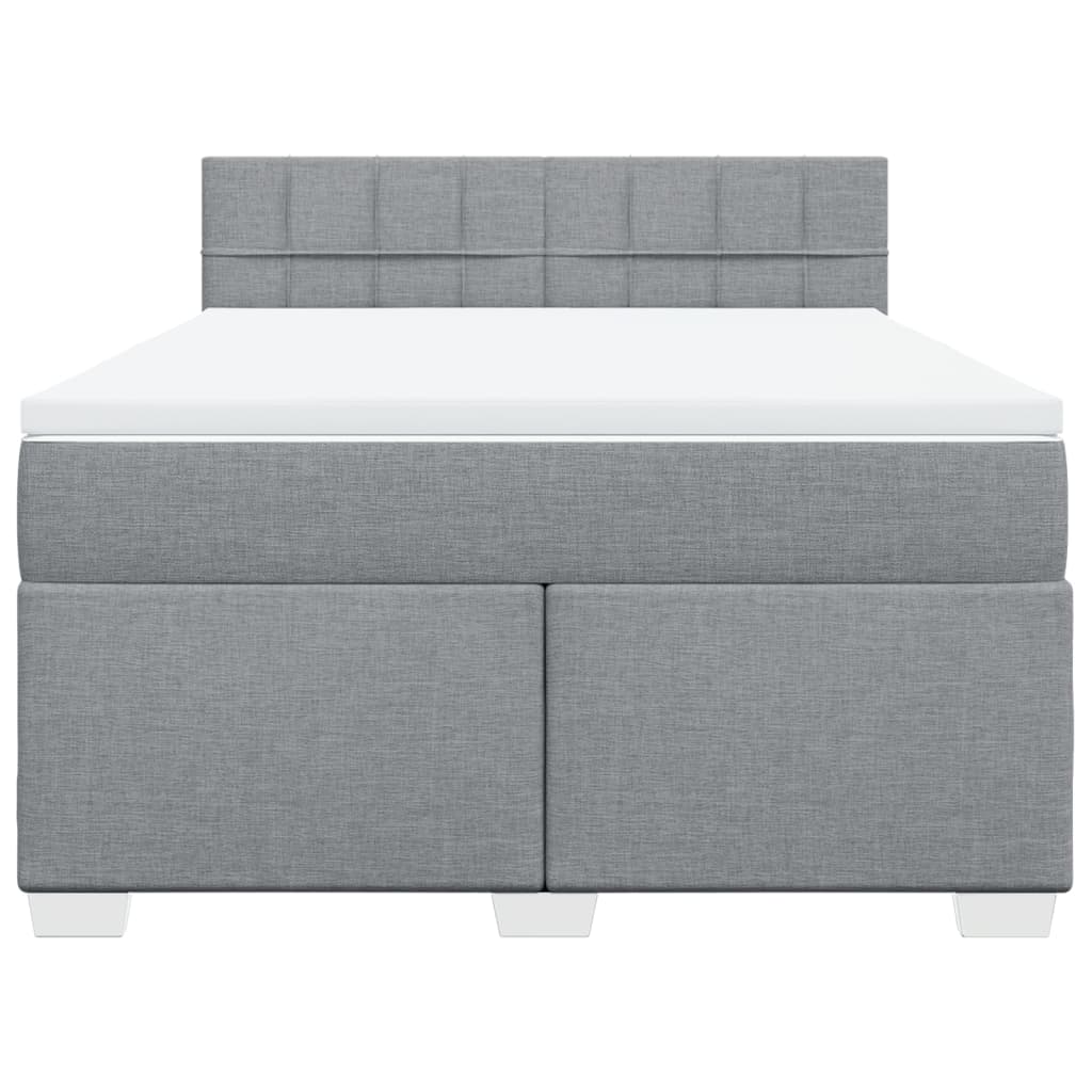 Krevet box spring s madracem svjetlosivi 140x200 cm od tkanine