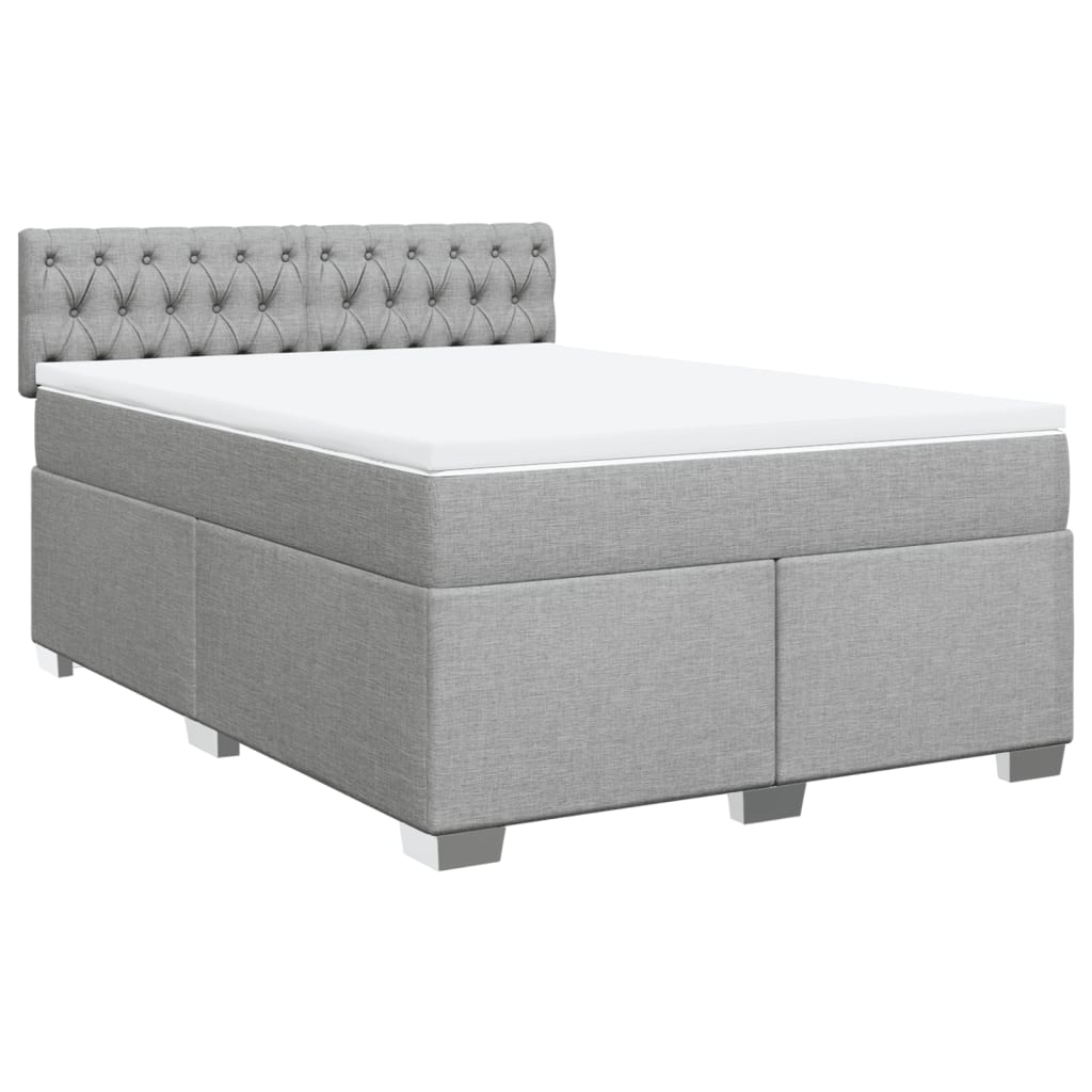 Krevet box spring s madracem svjetlosivi 140x200 cm od tkanine