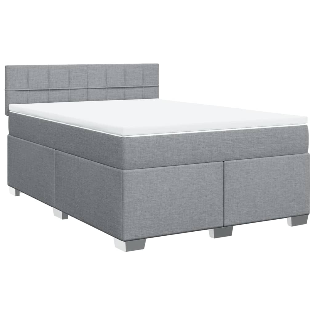 Krevet box spring s madracem svjetlosiva 160x200 cm tkanina