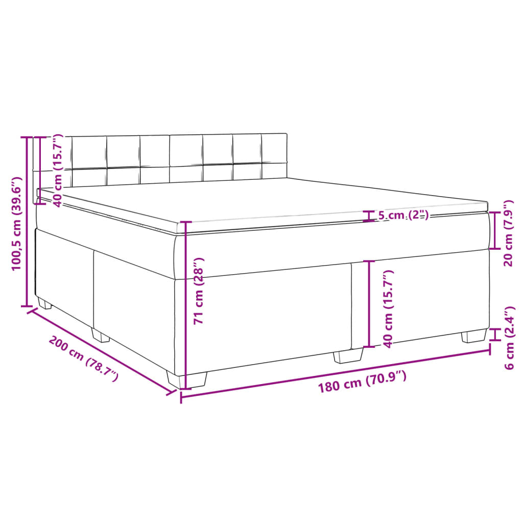 Krevet s oprugama i madracem plavi 180x200 cm od tkanine