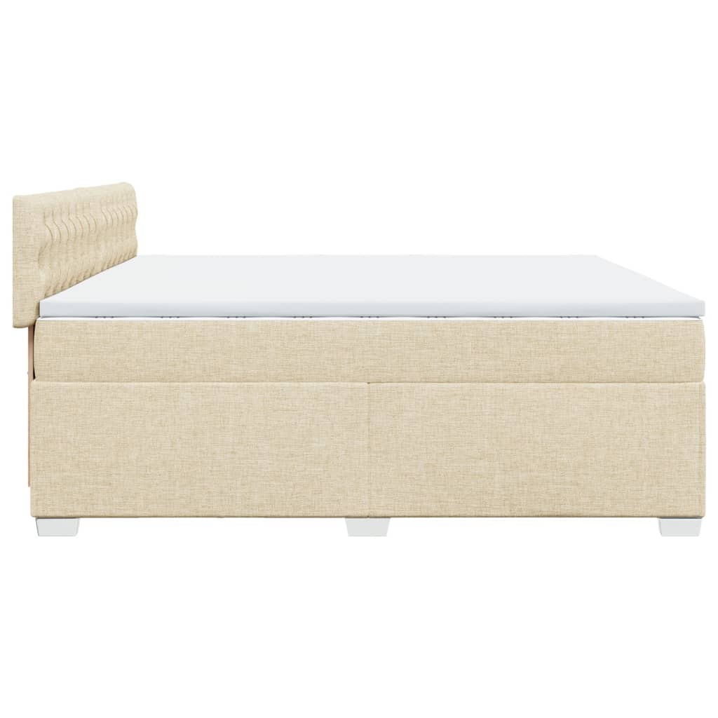 Krevet s oprugama i madracem krem 200 x 200 cm od tkanine