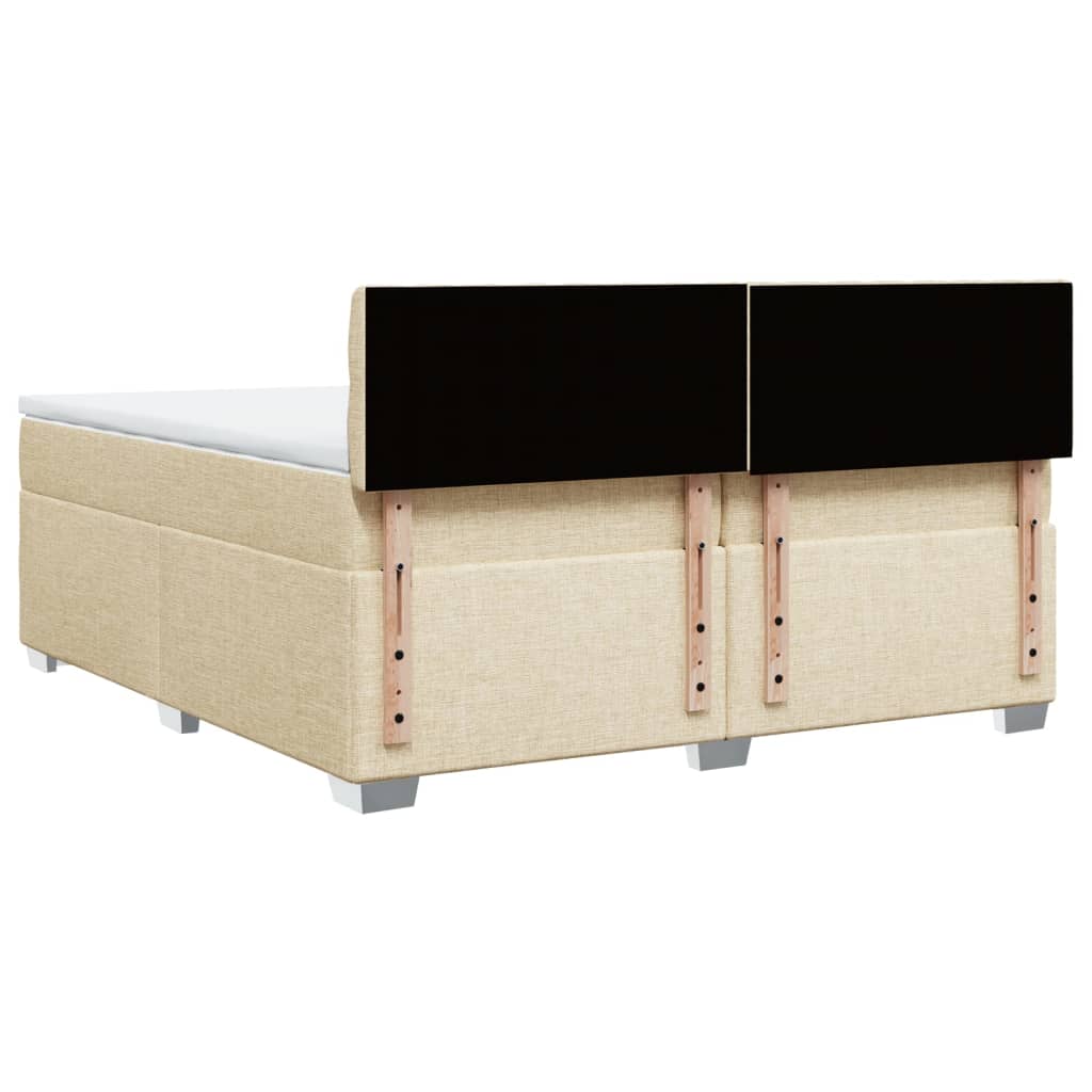 Krevet s oprugama i madracem krem 200 x 200 cm od tkanine