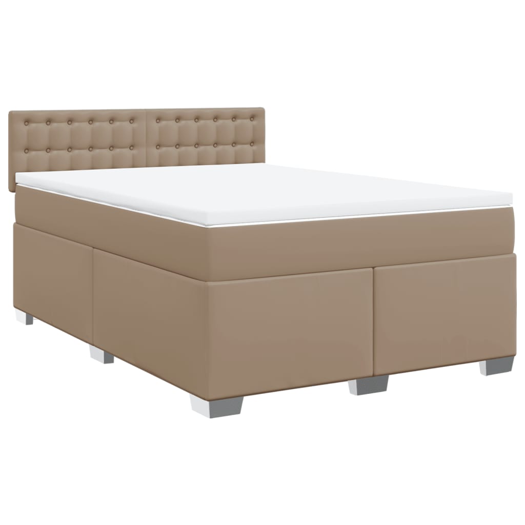 Krevet s oprugama i madrac cappuccino 140x190cm od umjetne kože