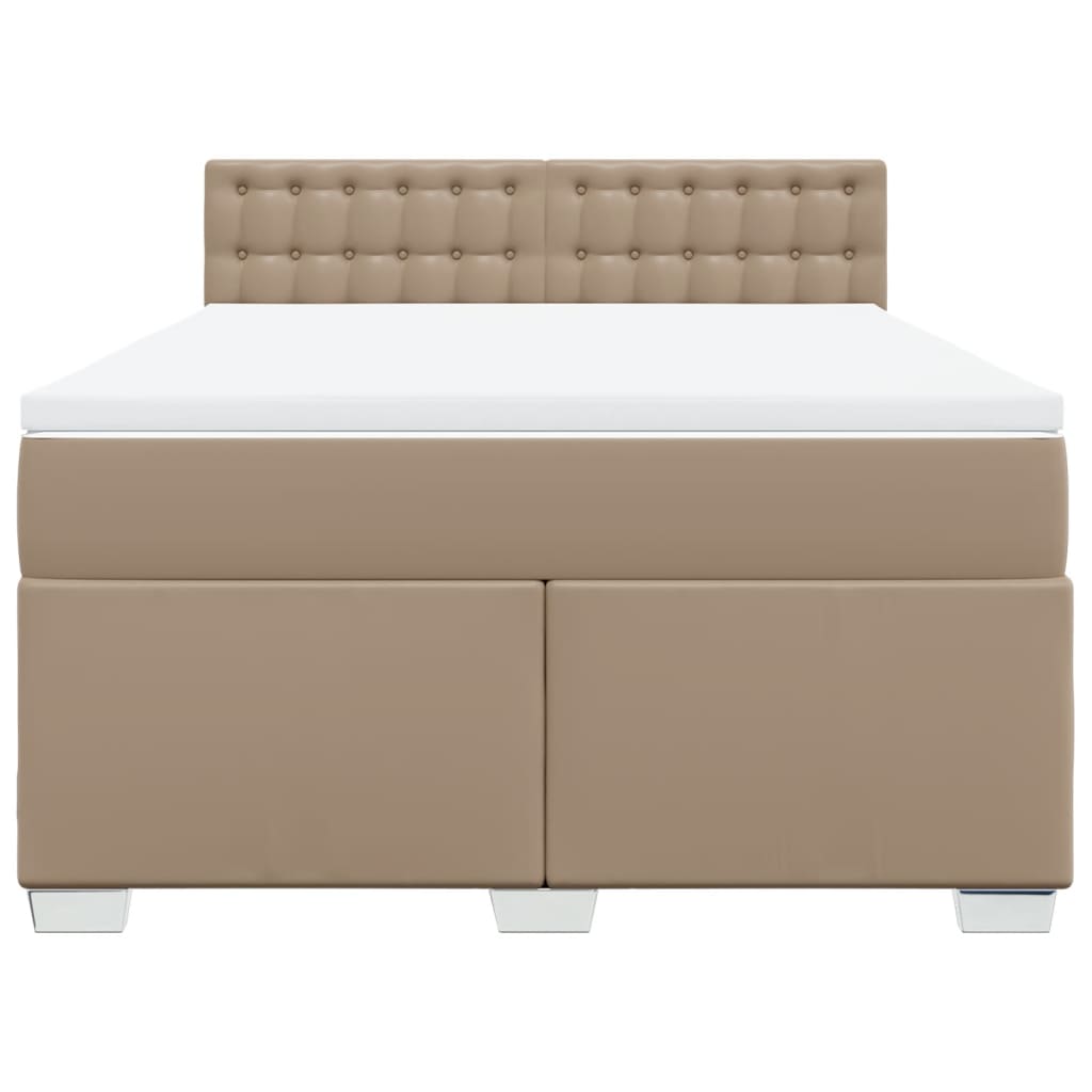 Krevet s oprugama i madrac cappuccino 140x190cm od umjetne kože