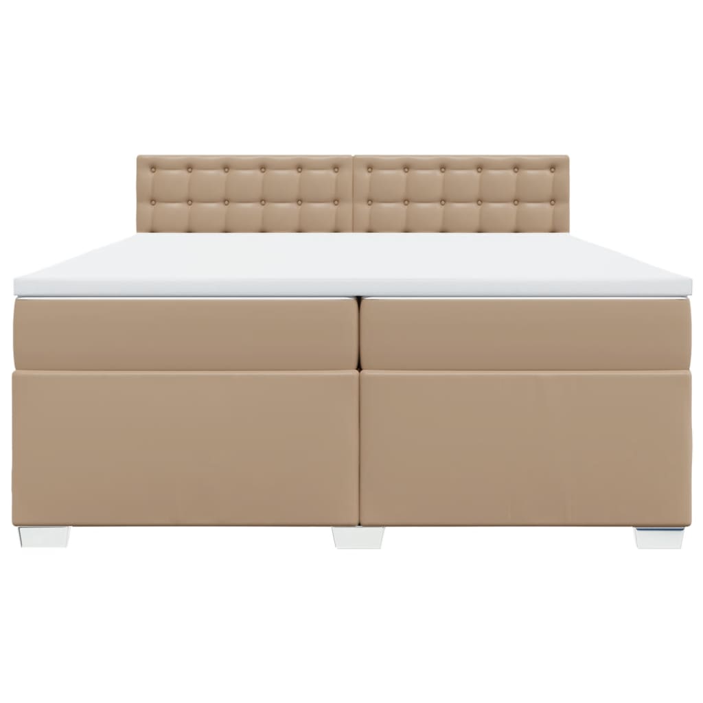 Krevet box spring s madracem cappuccino 200x200cm umjetna koža