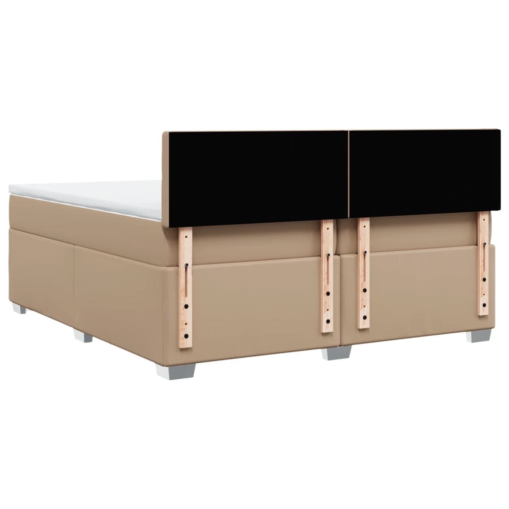 Krevet box spring s madracem cappuccino 200x200cm umjetna koža