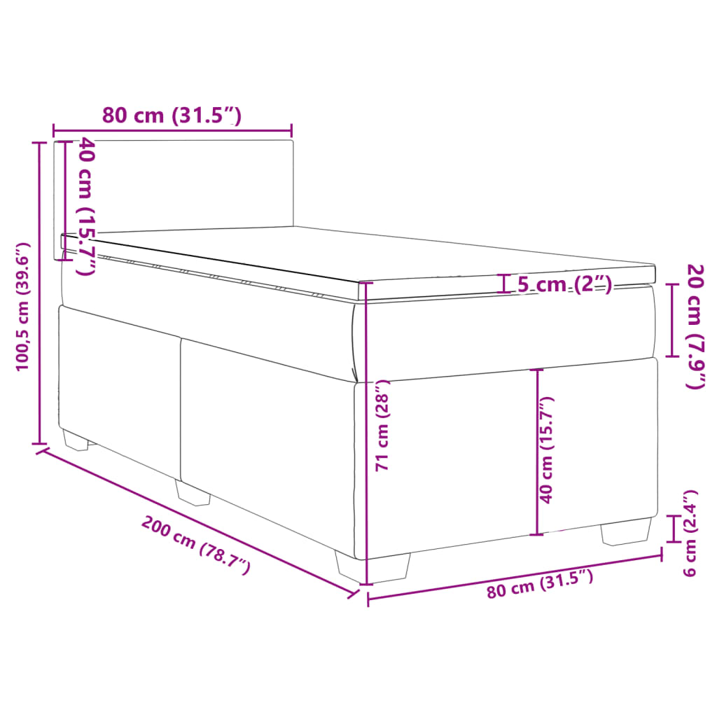 Box spring krevet s madracem crni 80 x 200 cm baršunasti