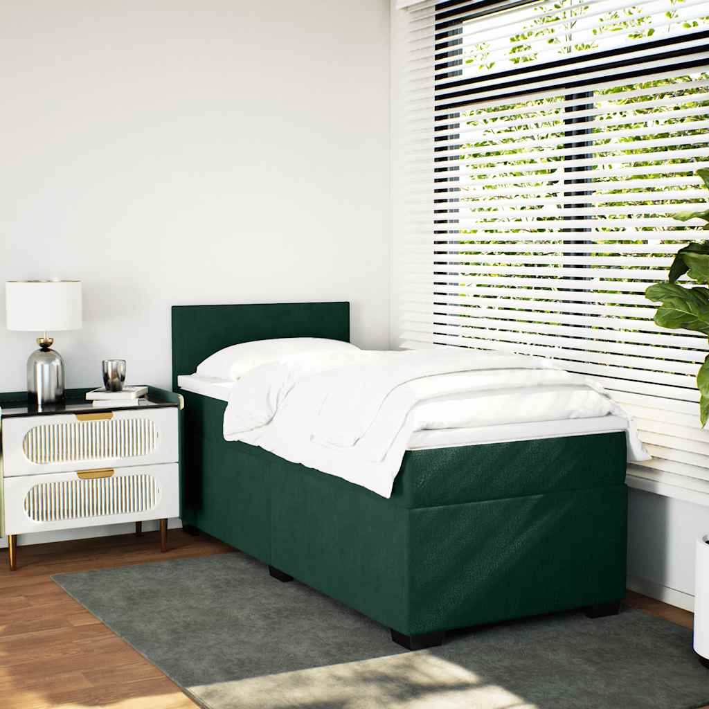Box spring krevet s madracem tamnozeleni 80 x 200 cm baršunasti