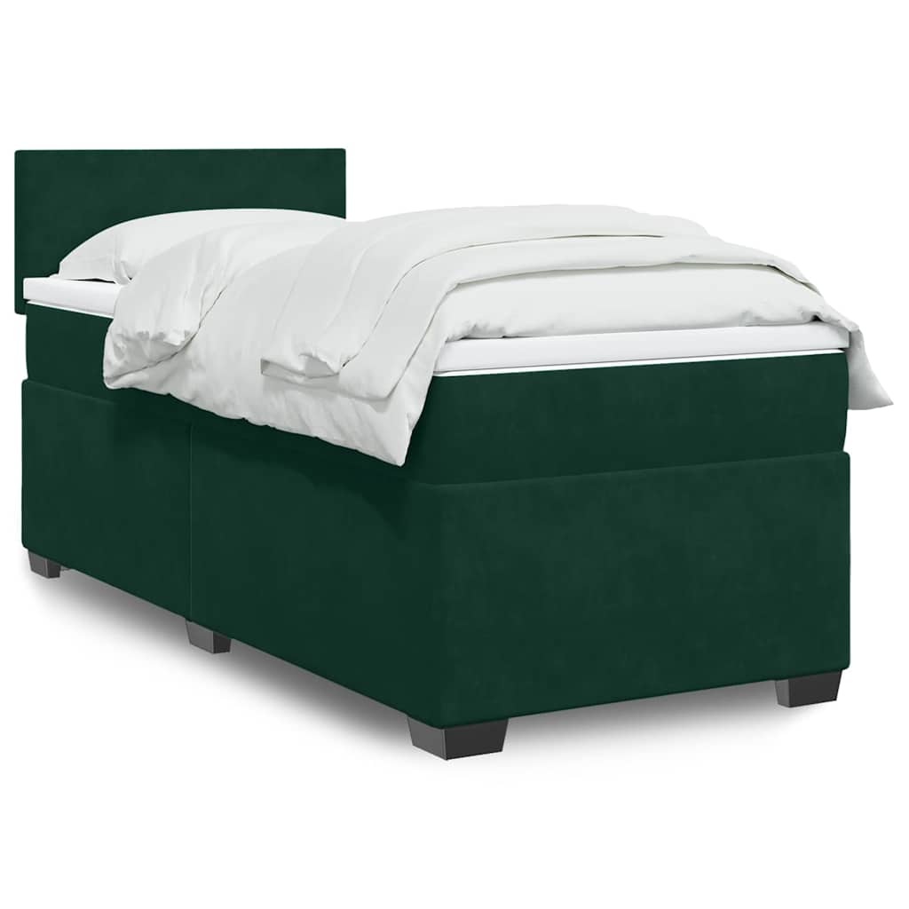 Box spring krevet s madracem tamnozeleni 80 x 200 cm baršunasti