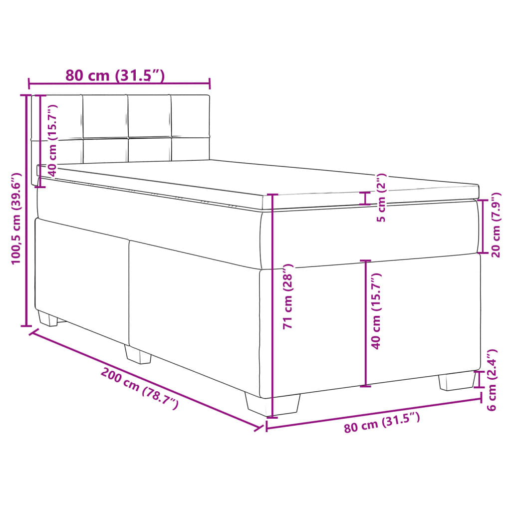Box spring krevet s madracem crni 80 x 200 cm baršunasti