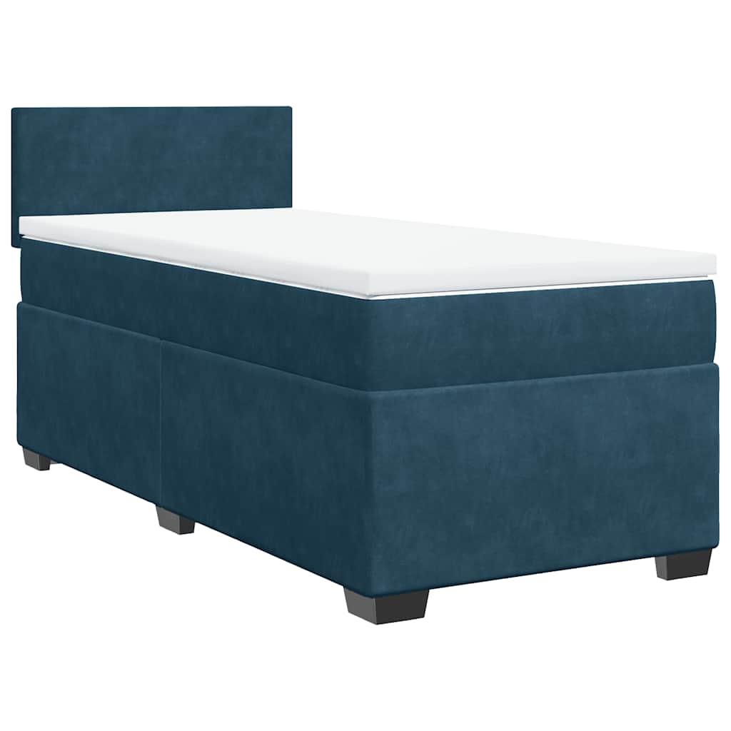 Box spring krevet s madracem tamnoplavi 90x190 cm baršunasti