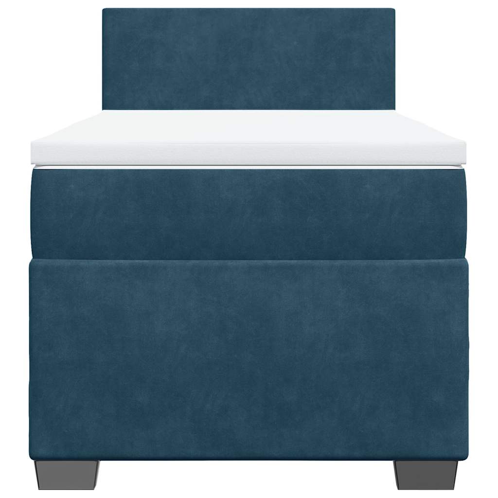 Box spring krevet s madracem tamnoplavi 90x190 cm baršunasti