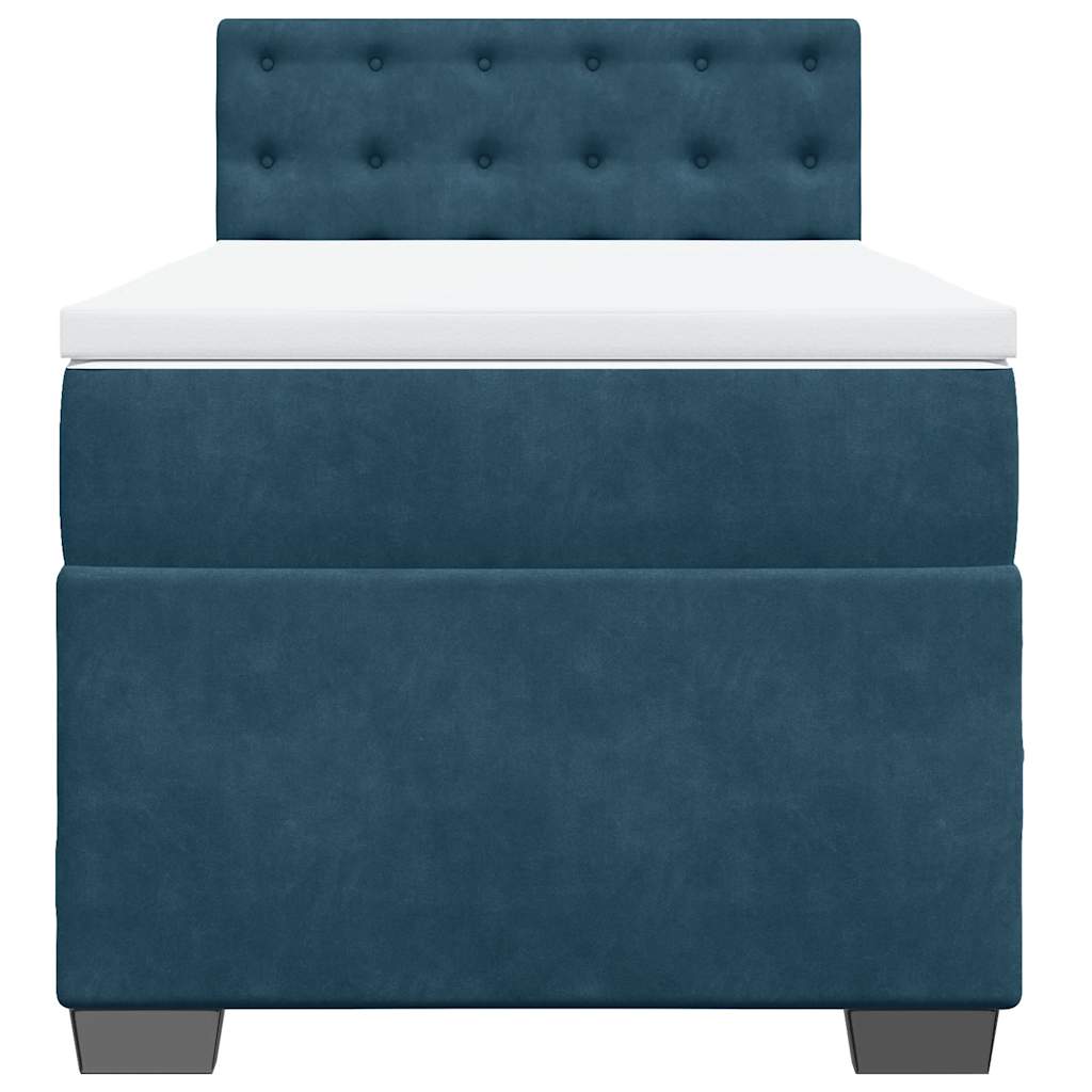Box spring krevet s madracem tamnoplavi 90x190 cm baršunasti