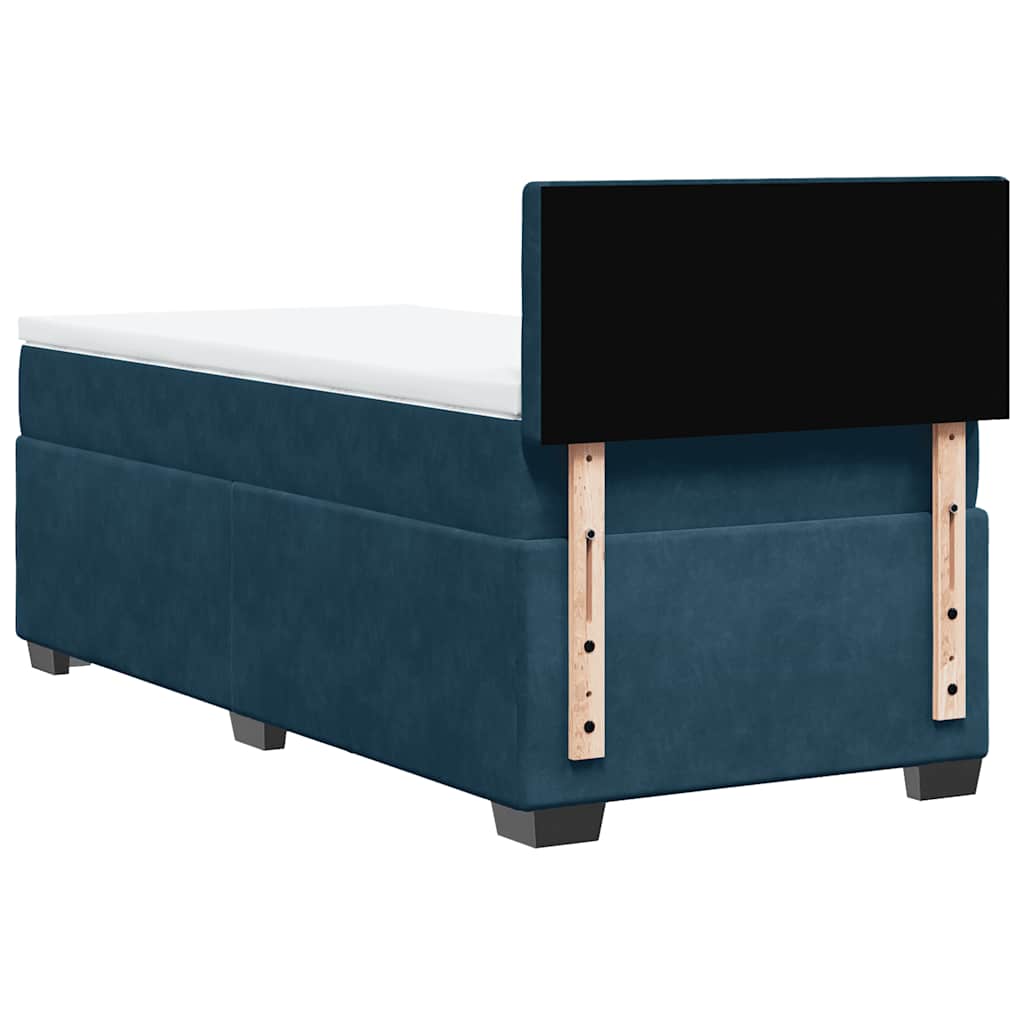 Box spring krevet s madracem tamnoplavi 90x190 cm baršunasti