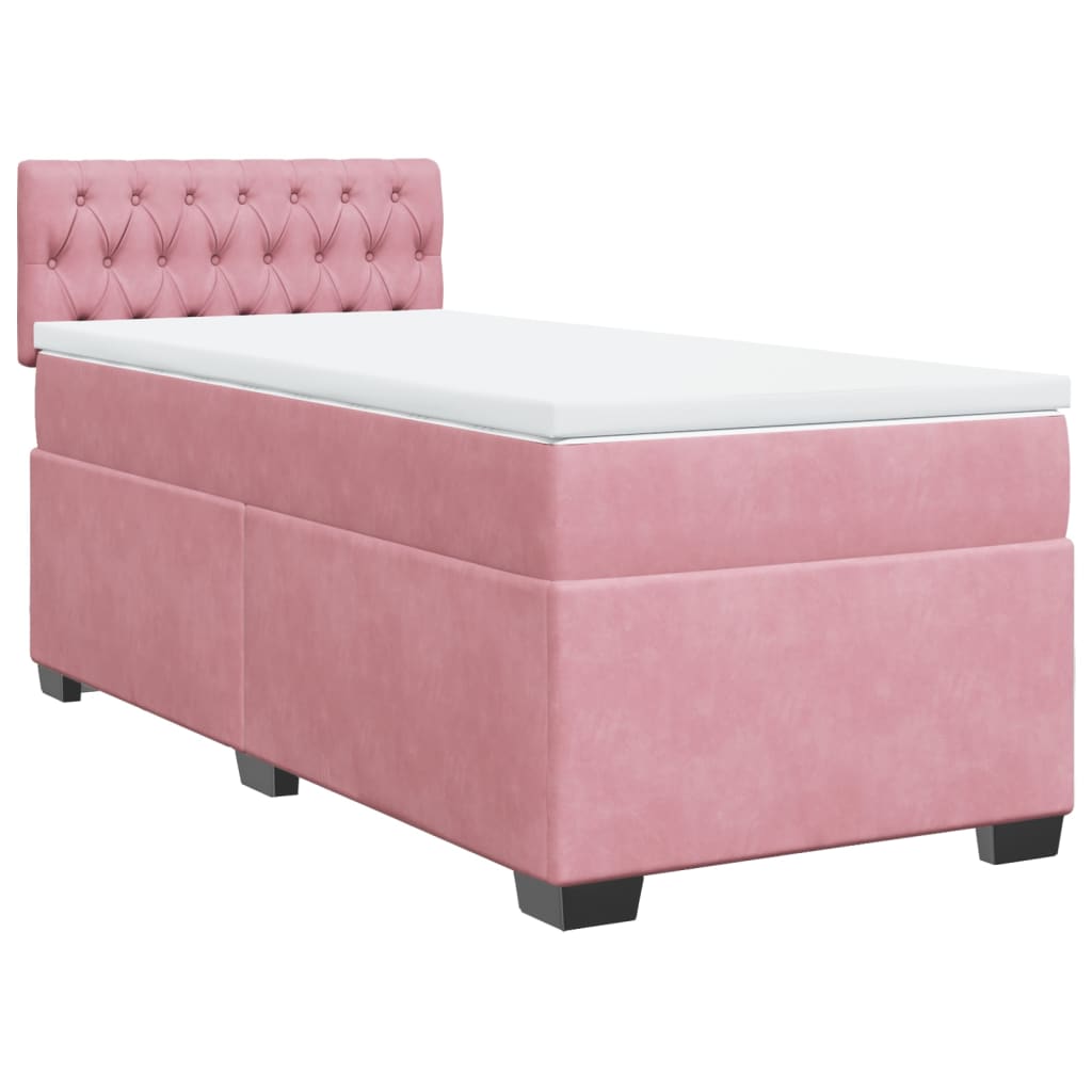 Box spring krevet s madracem ružičasti 90x190 cm baršunasti