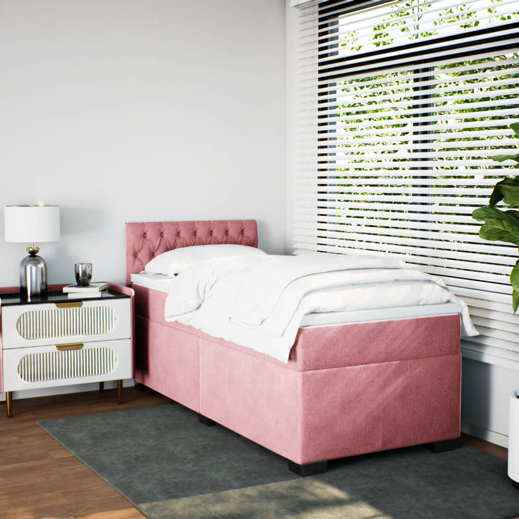 Box spring krevet s madracem ružičasti 90x190 cm baršunasti