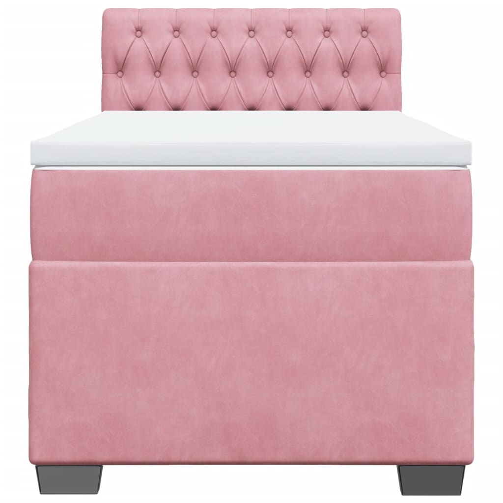Box spring krevet s madracem ružičasti 90x190 cm baršunasti