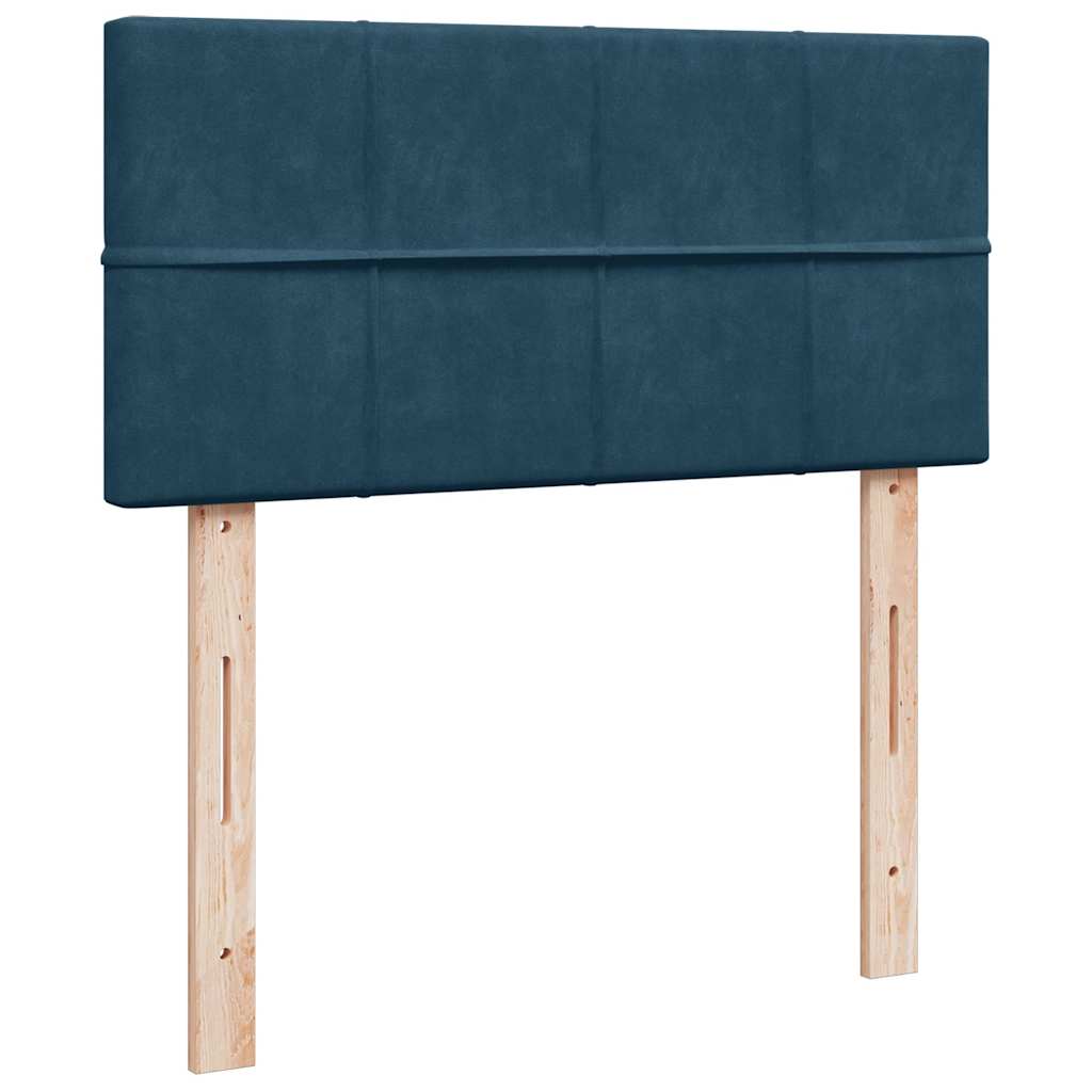 Box spring krevet s madracem tamnoplavi 90x190 cm baršunasti