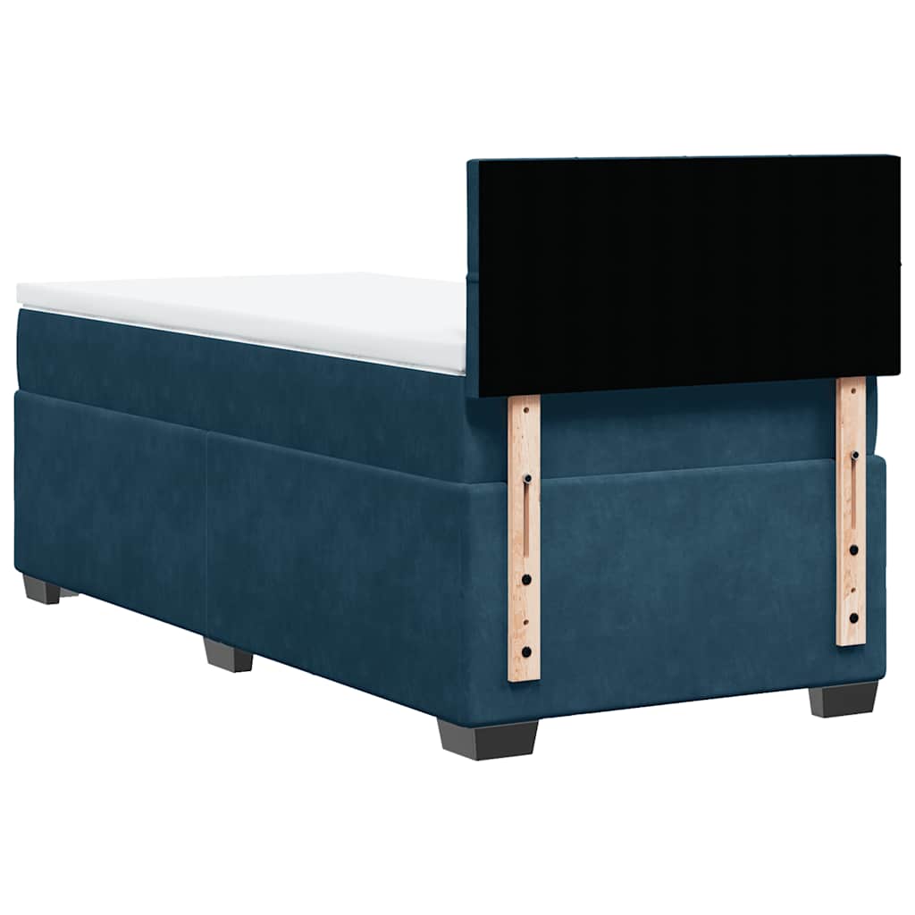Box spring krevet s madracem tamnoplavi 90x190 cm baršunasti